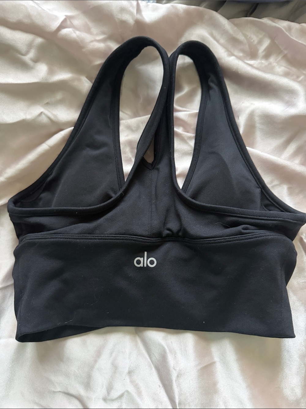 ALO Yoga Black Racerback Sports Bra with Center Logo